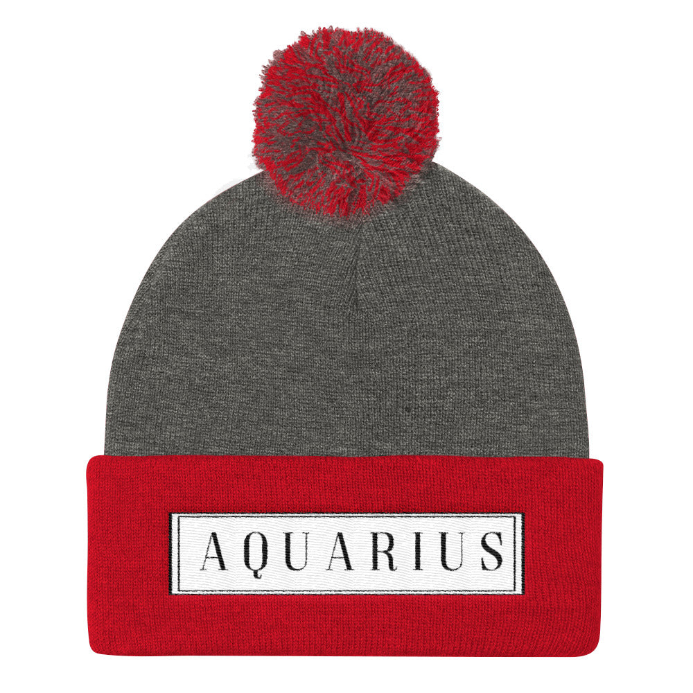 Aquarius Pom Pom Knit Cap