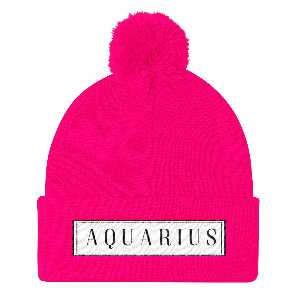 Aquarius Pom Pom Knit Cap